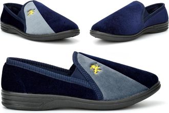 Generic Mens Carpet Slippers Size 6 Boys Slippers Size 14 Mens Slipper Slip On Slipper Lion Motif Sizes 6-14 Navy 11 UK