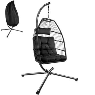 TecTake Egg Chair Ariane in Black | Size: 1 Seater