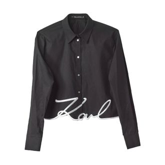 Karl Lagerfeld Shirts, female, Black, M, Karl Hem Signature Shirt