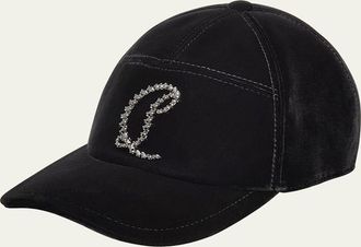 Christian Louboutin Mens Mooncrest Rhinestone Velvet Baseball Cap