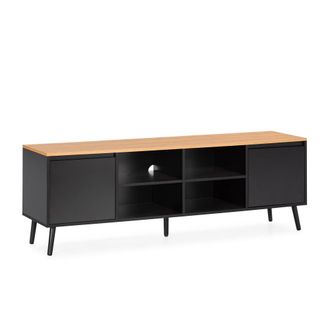 HOMN Mueble tv 2 puertas color negro