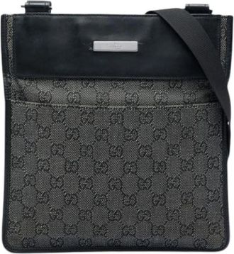 Gucci Pre-owned Vintage Crossbody Bag - unisex - Vintage Schoudertas - Grijs - ONE Size - Leer - Vintage