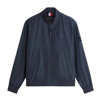Tommy Hilfiger Bomber Jackets, male, Blue, Size: 2XL Water Resistant Tonal Logo Bomber Jacket