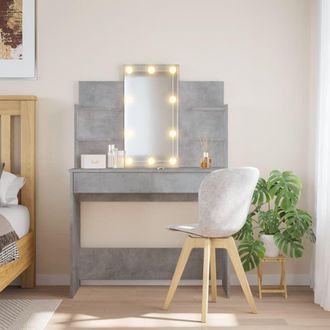Berkfield Home Dressing Table with LED Lights Concrete Grey 96x40x142 cm | Size: 96 x 40 x 142 cm