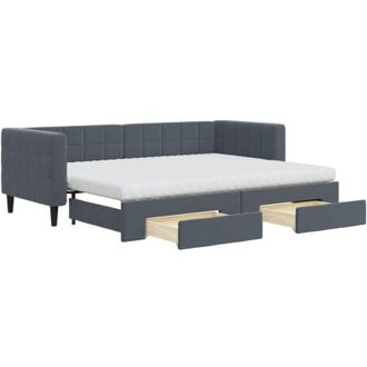 vidaXL Vidaxl - Sof&aacute; Cama Nido Con Cajones Terciopelo Gris Oscuro 80x200 Cm