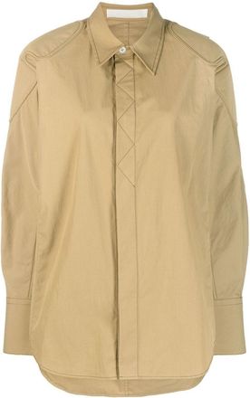 Dion Lee contrast stitching shirt jacket - women - Nylon - L - Neutrals