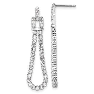 Diamond2Deal 14K White Gold 1.65 ct Lab Grown Diamond Loop Dangle Earrings VS Clarity, G-H Color