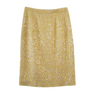 Dolce & Gabbana Yellow Brocade Skirt Size XS