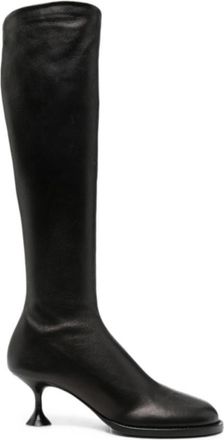 Sergio Rossi Black Leather Heel Boots