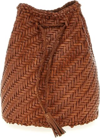 Dragon Diffusion Tassen, Dames, Bruin, ONE Size, Leer, Pompom Double Jump Bucket Bag