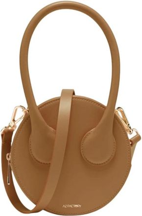 AZ FACTORY Round Cake Tote - Dames - Mini tas - Bruin - ONE Size - Leer - Tassen