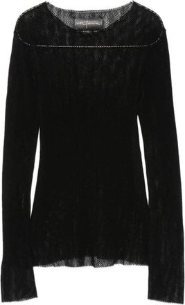 Cortana Truien & Vesten, Dames, Zwart, S, Mesh-Knit Ronde Hals Top