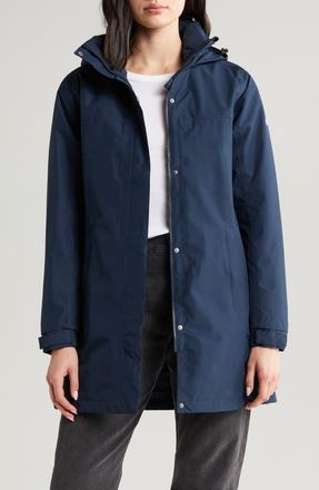 Helly Hansen Aden Hooded Waterproof Insulated Rain Jacket in 597 Navy at Nordstrom, Size X-Small
