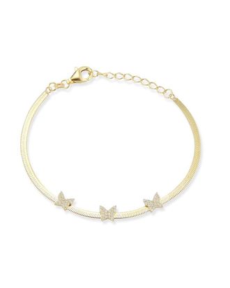 Glaze Jewelry 14K Over Silver Cz Herringbone Bracelet