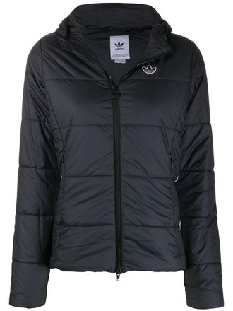 adidas Slim logo jacket - women - Polyester/Recycled Polyester/Recycled Polyester - 6 - Black