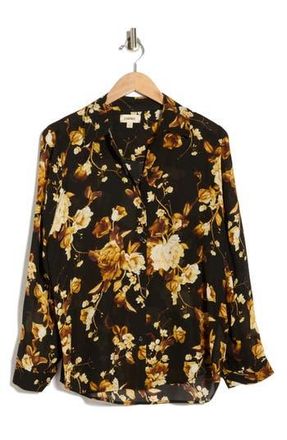 L'agence Nina Long Sleeve Top in Black Multi Ikebana at Nordstrom Rack, Size X-Small
