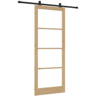vidaXL Vidaxl - Puerta Deslizante Manual Marr&oacute;n 93 X 232 Cm Madera Y Metal
