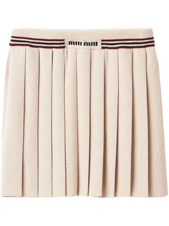 Miu Miu Gebreide plooirok - Beige