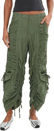 Free People Scorpio Shirred Pants Womens Clothing Lichen : MD (Womens 8-10), Cotton
