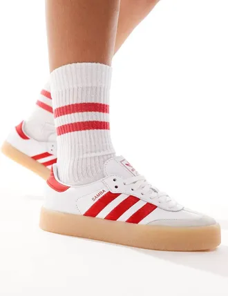 adidas Originals Sambae sneakers in white and red