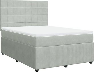 vidaXL Vidaxl - Cama Box Spring Con Colch&oacute;n Terciopelo Gris Claro 160x200 Cm