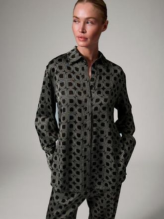 Day Birger Et Mikkelsen Plymo Printed Long Sleeve Shirt in Black at Nordstrom, Size 10