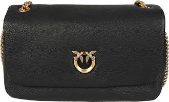 Pinko Click Soft Horizontal Black Sheepskin Shoulder Bag