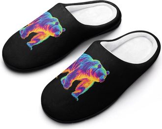 Generic Bear Thermal Imaging Mens Slippers Slip On Comfortable Fleece Cotton House Shoes Winter