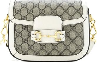 Gucci Horsebit 1955 Shoulder Bag GG Coated Canvas with Leather Mini crossbody bag - Bruin