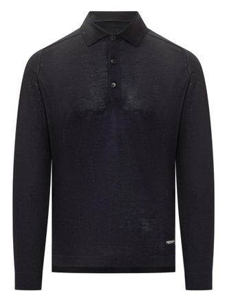 Premiata buttoned long-sleeve polo shirt - men - Wool/Silk - M - Blue
