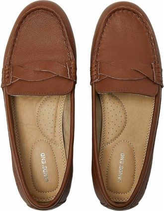 Lands End Comfort Leather Slip On Loafer Shoes in Cognac at Nordstrom, Size 7.5
