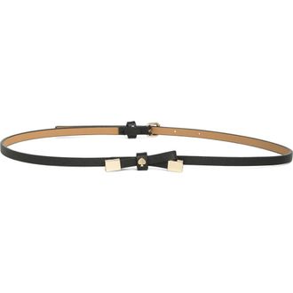 Kate Spade New York 8mm shoestring bow belt in Black /Pale Polished Gold 001 at Nordstrom Rack, Size X-Large