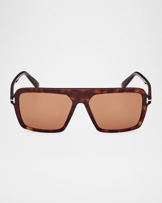 Tom Ford Men & apos;s Vincent Acetate Rectangle Sunglasses