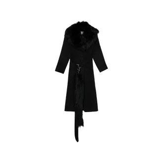 Blumarine Shearling-collar Charm-detail Coat
