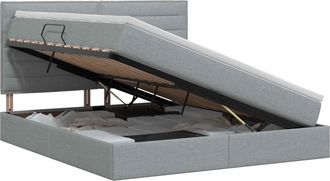 vidaXL Cama Con Almacenamiento Y Colch&oacute;n Gris Claro 140 X 190 Cm Tela Vidaxl