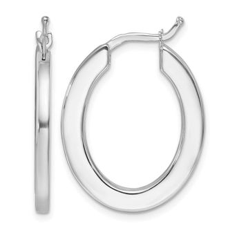 Diamond2Deal 14K Gold Polished 2.3mm Square Tube Oval Shape Hoop Earrings