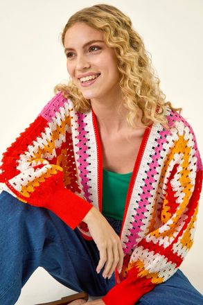 Roman Crochet Edge Knit Cardigan