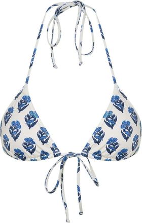 MC2 Saint Barth Jaipur-flower-print bikini top - women - Polyamide/Elastane - S - Neutrals