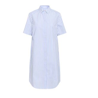 Part Two Blauw Gestreept Overhemdjurk - Dames - Shirt Kleedjes - Blauw - XS - Katoen - Kleedjes