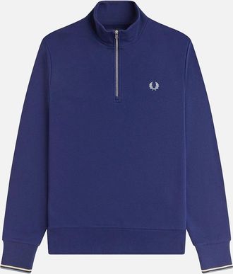 Fred Perry Mens Fred Perry Half Zip Sweatshirt French Navy/Champions Gold/Stockport Blue - Size: 38