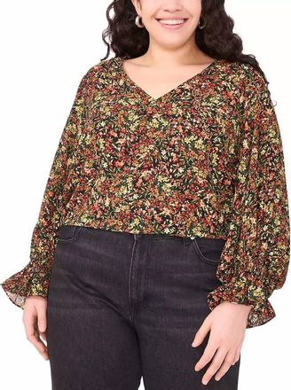 Vince Camuto Womens Balloon Blouse - Plus In Spiced Red