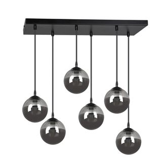 Wonderlamp Regleta de techo de metal y 6 esferas colgantes ajustables grafito