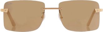 Cartier Santos de Cartier Brown Grey Rectangular Mens Sunglasses CT0033RS 001 57
