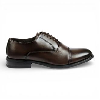 Infinity Leather Mens Brown Classic Cap-Toe Oxford Formal Lace-Up Brogue Shoes