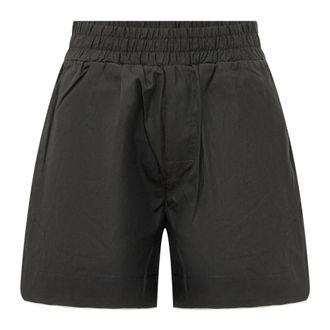 Palm Angels Curved Logo Shorts - female - Palm Angels - Casual Shorts - Black - S - Shorts