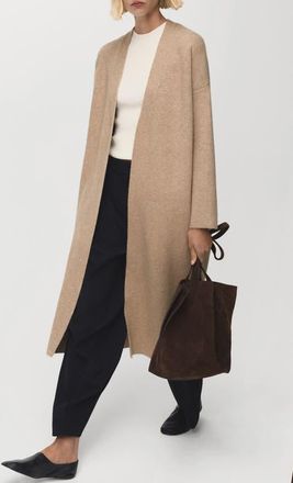 Mango Long Sweater Coat in Light/Pastel Grey at Nordstrom, Size X-Small