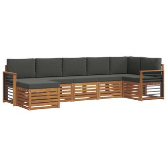 vidaXL Conjunto De Sof&aacute; Seccional Con Coj&iacute;n 7 Pcs Natural Y Antracita Vidaxl