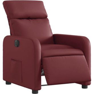 vidaXL Vidaxl - Sill&oacute;n Reclinable El&eacute;ctrico De Cuero Sint&eacute;tico Rojo Tinto