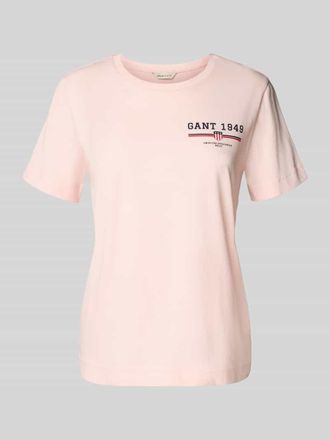 GANT Regular Fit T-Shirt aus reiner Baumwolle mit Logo-Print in Rosa, Gr&ouml;&szlig;e L