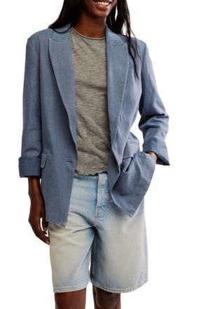 Free People Prep School Linen Blend Blazer in Vintage Indigo at Nordstrom Rack, Size X-Small